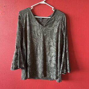 Sage Gray Floral Lace Blouse